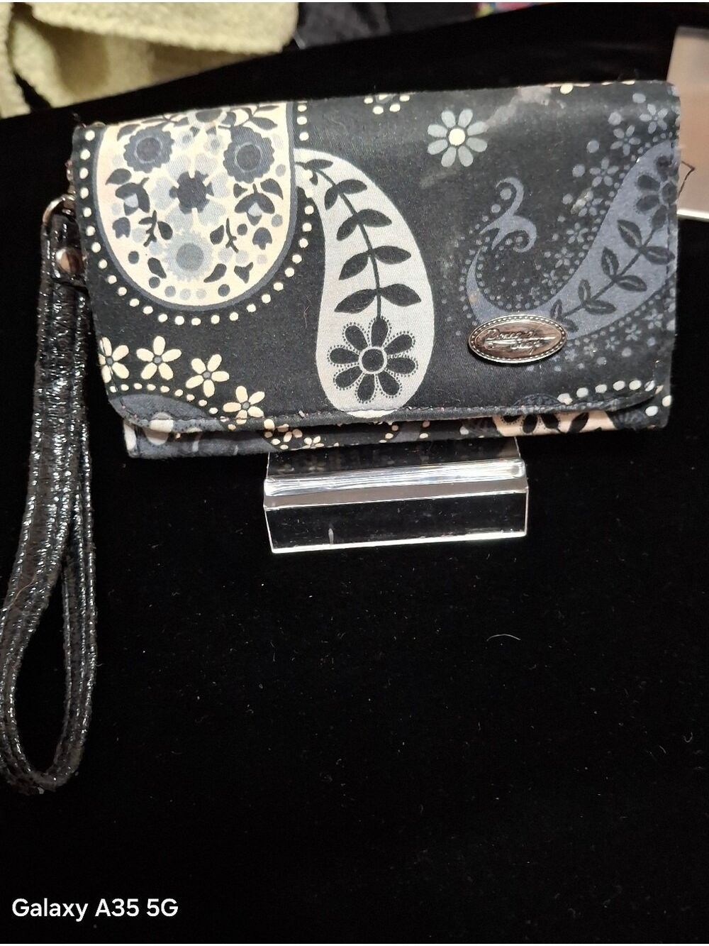 Donna Sharp Black Paisley Print Cotton Wallet Wristlet Bifold Slim